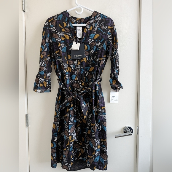 Maxmara Vadier Floral Ramie Midi Dress - Picture 4 of 6